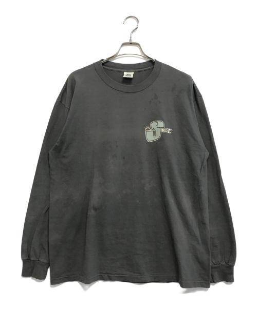 stussy（ステューシー）stussy (ステューシー) クラウンロゴロングスリーブTシャツ グレー サイズ:XLの古着・服飾アイテム
