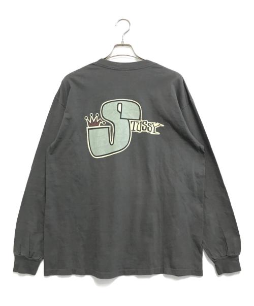stussy（ステューシー）stussy (ステューシー) クラウンロゴロングスリーブTシャツ グレー サイズ:XLの古着・服飾アイテム