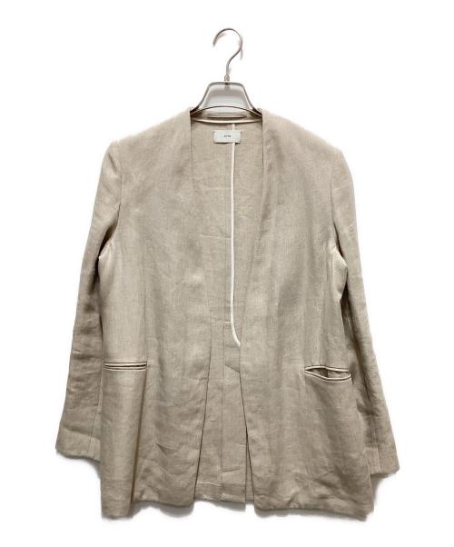 ATON（エイトン）ATON (エイトン) リネンノーカラージャケット アイボリー サイズ:1の古着・服飾アイテム