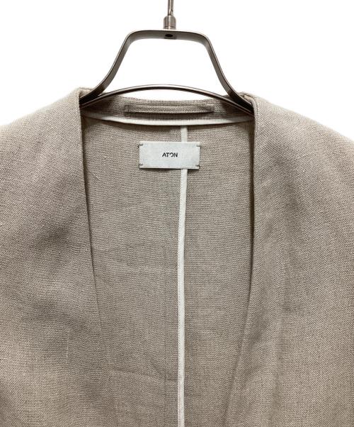 ATON（エイトン）ATON (エイトン) リネンノーカラージャケット アイボリー サイズ:1の古着・服飾アイテム