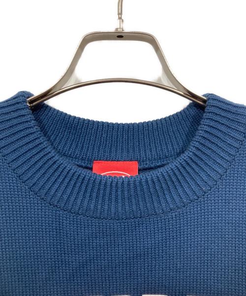 paragraph（パラグラフ）paragraph (パラグラフ) プリントコットンニット ネイビー サイズ:Freeの古着・服飾アイテム