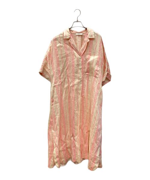 ebure（エブール）EBURE (エブール) カラーストライプリネンシャツワンピース EBURE（エブール） ピンク サイズ:36の古着・服飾アイテム