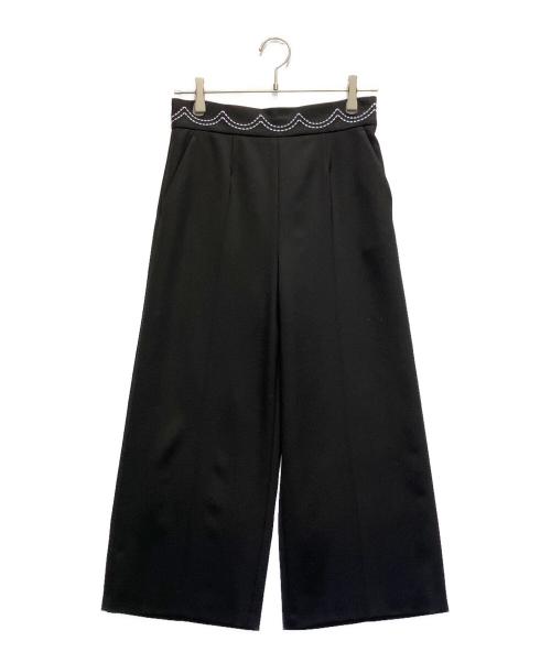 RED VALENTINO（レッドヴァレンティノ）RED VALENTINO (レッドヴァレンティノ) スカラップ風ステッチパンツ ブラック サイズ:40の古着・服飾アイテム