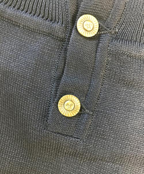 GUCCI（グッチ）GUCCI (グッチ) ニット切替ノースリーブシルクブラウス ネイビー サイズ:Lの古着・服飾アイテム