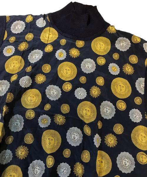 GUCCI（グッチ）GUCCI (グッチ) ニット切替ノースリーブシルクブラウス ネイビー サイズ:Lの古着・服飾アイテム