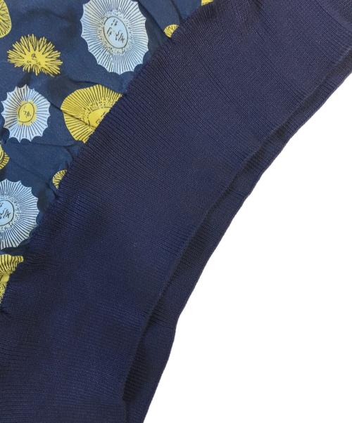 GUCCI（グッチ）GUCCI (グッチ) ニット切替ノースリーブシルクブラウス ネイビー サイズ:Lの古着・服飾アイテム