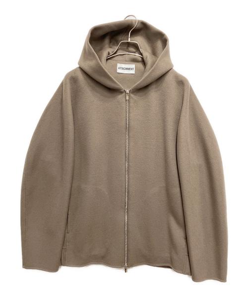 ATTACHMENT（アタッチメント）ATTACHMENT (アタッチメント) W/CA DOUBLE FACE BEAVER CLOTH ZIP HOODIE ブラウン サイズ:2の古着・服飾アイテム