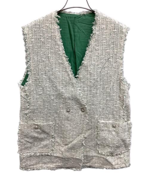 K.T KIYOKO TAKASE（ケーティー キヨコタカセ）K.T KIYOKO TAKASE (ケーティー キヨコタカセ) サマーツイード ジレ リーフグリーン サイズ:9の古着・服飾アイテム