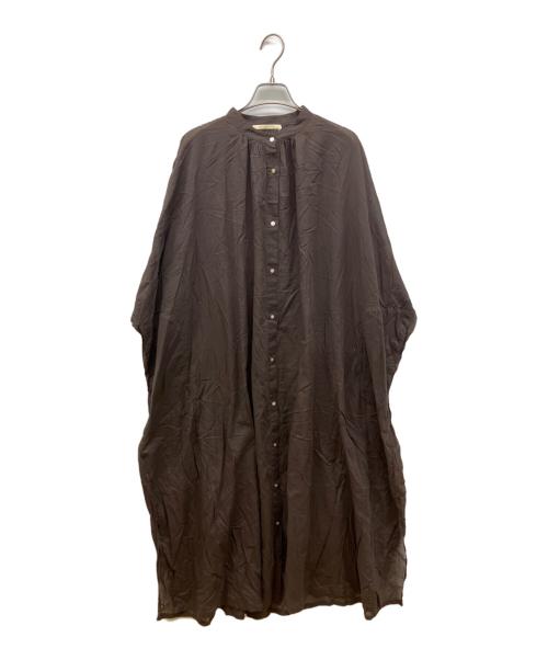 ne quittez pas（ヌキテパ）ne quittez pas (ヌキテパ) COTTON VOIL PLAIN SHIRTS DRESS ブラウン サイズ:Freeの古着・服飾アイテム