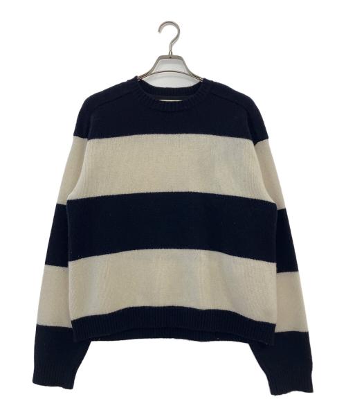 Oblada（オブラダ）Oblada (オブラダ) WILLIAM ボーダーニット ホワイト×ネイビー サイズ:Fの古着・服飾アイテム