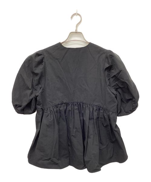 BALLSEY（ボールジィ）BALLSEY (ボールジィ) ハイカウントギャバジンパフスリーブブラウス ブラック サイズ:36の古着・服飾アイテム