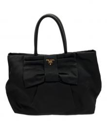 PRADA（プラダ）の古着「リボンナイロントートバッグ」｜ブラック