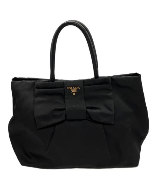 PRADA（プラダ）PRADA (プラダ) リボンナイロントートバッグ ブラックの古着・服飾アイテム