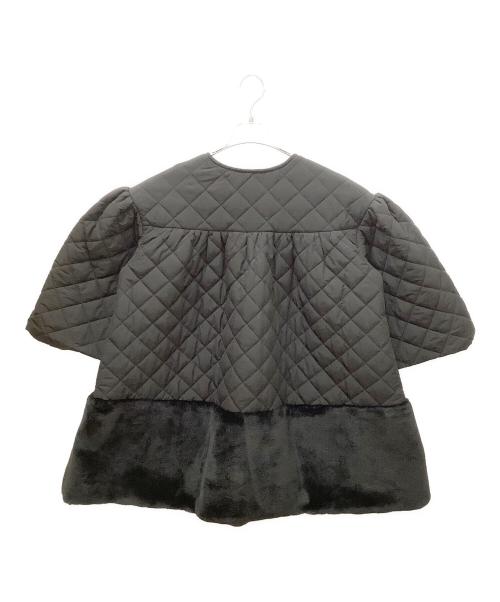 HUIT bouquet（ユイット ブーケ）HUIT bouquet (ユイット ブーケ) エコファー ヘム キルティング コート ブラック サイズ:Mの古着・服飾アイテム