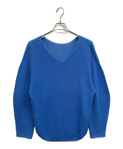 Noble（ノーブル）Noble (ノーブル) ペーパーヤーンカノコ Back Vプルオーバー ブルー サイズ:Freeの古着・服飾アイテム
