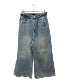 masonprince（メゾンプリンス）の古着「サイドベルト ワイド フレアデニム」｜インディゴ