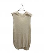 SEEALLシーオール）の古着「WIDE COLLOR RIB TOP」｜ベージュ