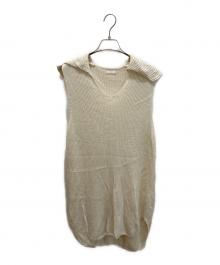SEEALL（シーオール）の古着「WIDE COLLOR RIB TOP」｜ベージュ
