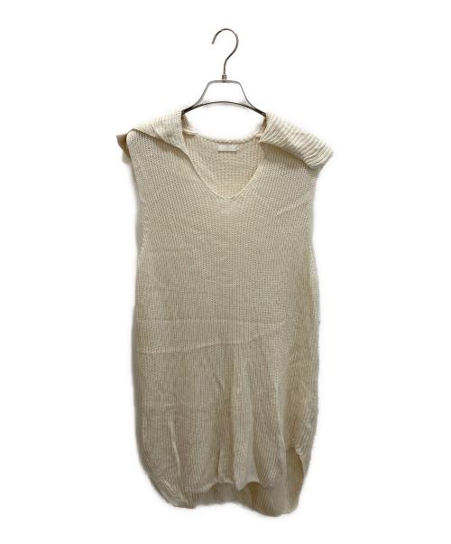 SEEALL（シーオール）SEEALL (シーオール) WIDE COLLOR RIB TOP ベージュ サイズ:Fの古着・服飾アイテム