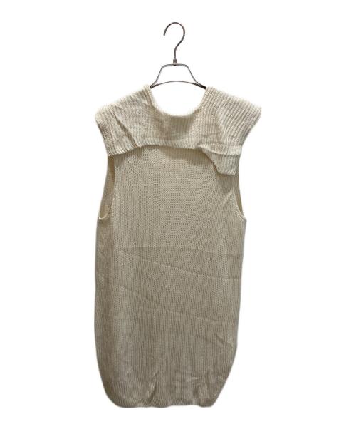 SEEALL（シーオール）SEEALL (シーオール) WIDE COLLOR RIB TOP ベージュ サイズ:Fの古着・服飾アイテム