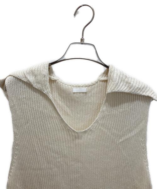 SEEALL（シーオール）SEEALL (シーオール) WIDE COLLOR RIB TOP ベージュ サイズ:Fの古着・服飾アイテム