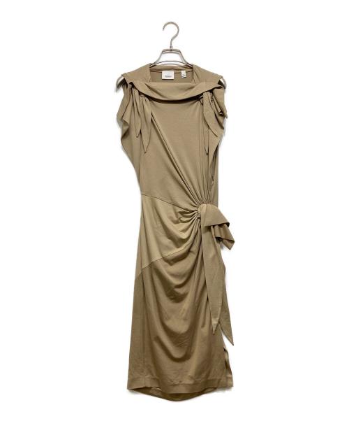 BURBERRY（バーバリー）BURBERRY (バーバリー) Tie Detail Tri-tone Silk Jersey Dress ベージュ サイズ:36の古着・服飾アイテム
