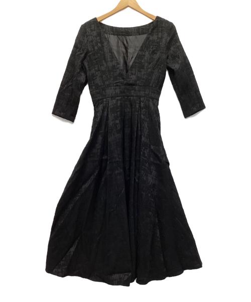 L'AUBE BLANC（ローブ ブラン）L'AUBE BLANC (ローブ ブラン) Tuck drape Jacquard Dress ブラック サイズ:S 未使用品の古着・服飾アイテム