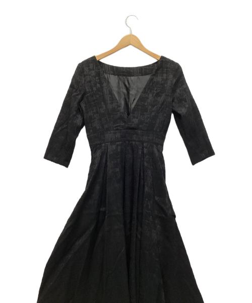 L'AUBE BLANC（ローブ ブラン）L'AUBE BLANC (ローブ ブラン) Tuck drape Jacquard Dress ブラック サイズ:S 未使用品の古着・服飾アイテム