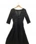 中古・古着 L'AUBE BLANC (ローブ ブラン) Tuck drape Jacquard Dress ブラック サイズ:S 未使用品：13000円