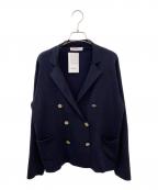 ebureエブール）の古着「コットンシルク ニットジャケット」｜ネイビー