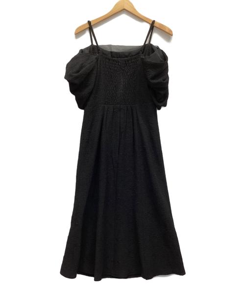 Snidel（スナイデル）Snidel (スナイデル) オフショルシアーレイヤードデザインワンピ ブラック サイズ:1の古着・服飾アイテム