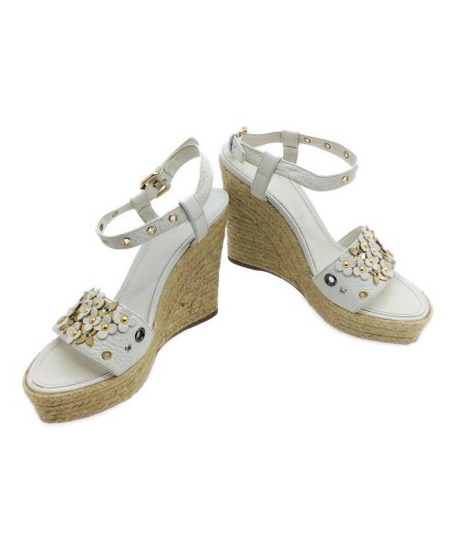 LOUIS VUITTON（ルイ ヴィトン）LOUIS VUITTON (ルイ ヴィトン) ウェッジソールフラワーサンダル ホワイト サイズ:37.5の古着・服飾アイテム