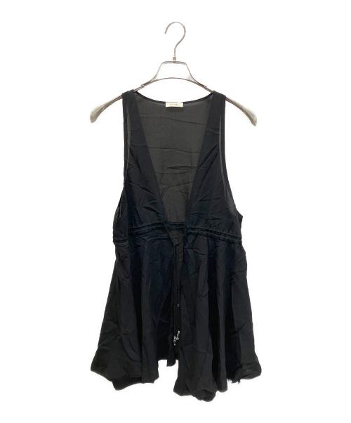 DES PRES（デ プレ）DES PRES (デ プレ) シルクジョーゼット ペプラムノースリーブブラウス ブラック サイズ:freeの古着・服飾アイテム