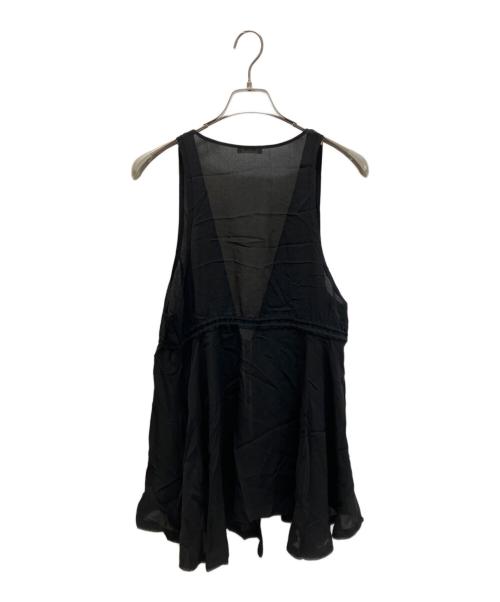 DES PRES（デ プレ）DES PRES (デ プレ) シルクジョーゼット ペプラムノースリーブブラウス ブラック サイズ:freeの古着・服飾アイテム