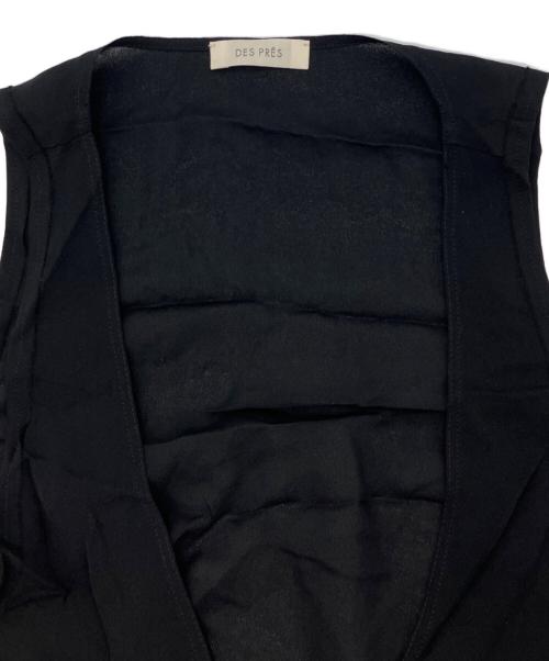 DES PRES（デ プレ）DES PRES (デ プレ) シルクジョーゼット ペプラムノースリーブブラウス ブラック サイズ:freeの古着・服飾アイテム
