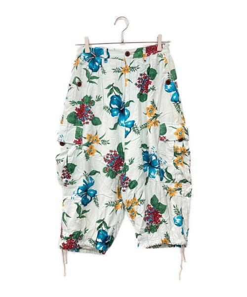 JUNYA WATANABE COMME des GARCONS MAN PINK（ジュンヤワタナベ コムデギャルソンマン ピンク）JUNYA WATANABE COMME des GARCONS MAN PINK (ジュンヤワタナベ コムデギャルソンマン ピンク) フラワープリントパンツ ブルー サイズ:Sの古着・服飾アイテム