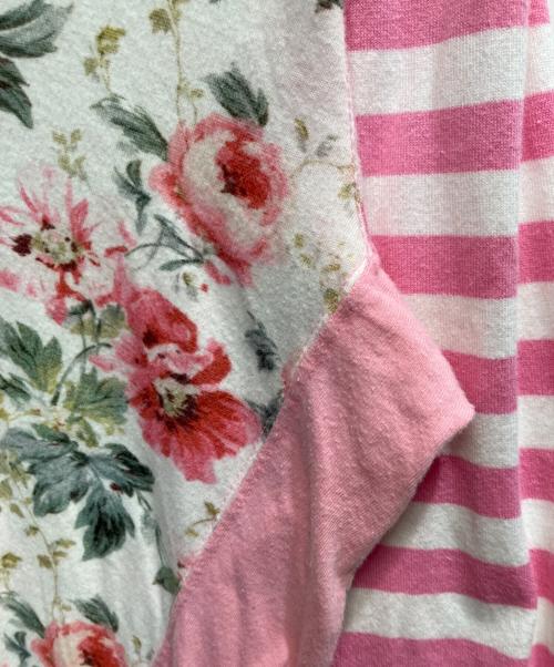 COMME des GARCONS（コムデギャルソン）COMME des GARCONS (コムデギャルソン) ボーダー×花柄ロングスリーブカットソー ピンク サイズ:Sの古着・服飾アイテム
