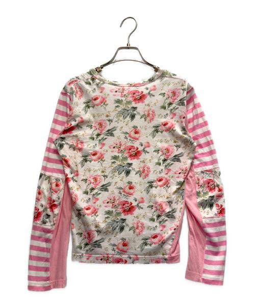 COMME des GARCONS（コムデギャルソン）COMME des GARCONS (コムデギャルソン) ボーダー×花柄ロングスリーブカットソー ピンク サイズ:Sの古着・服飾アイテム