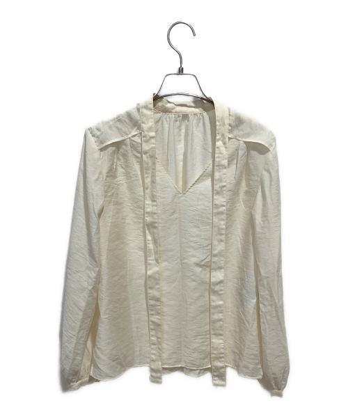 Noble（ノーブル）Noble (ノーブル) ブライトシアーヨークボウタイブラウス ホワイト サイズ:Fの古着・服飾アイテム