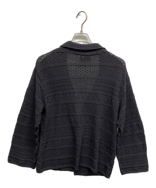 THREE DOTS（スリードッツ）THREE DOTS (スリードッツ) ストライプ レースジャケット ソフトブラック サイズ:S 未使用品の古着・服飾アイテム