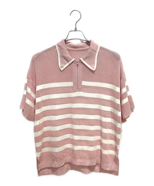 GRACE CLASS（グレースクラス）GRACE CLASS (グレースクラス) ワッフルボーダートップ ピンク サイズ:36の古着・服飾アイテム