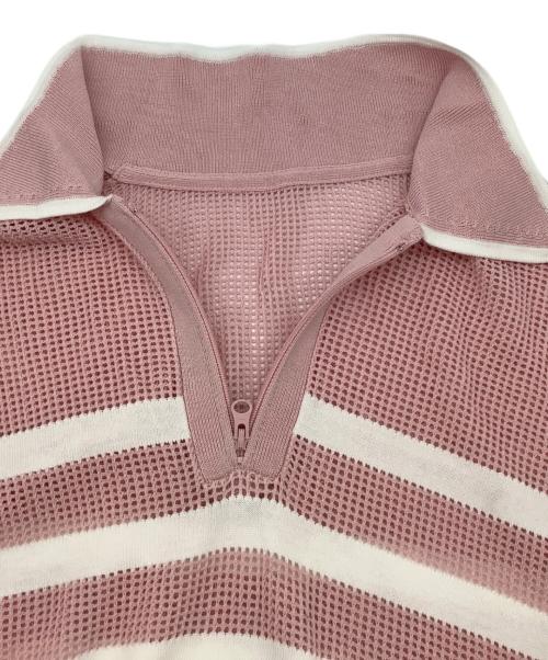 GRACE CLASS（グレースクラス）GRACE CLASS (グレースクラス) ワッフルボーダートップ ピンク サイズ:36の古着・服飾アイテム