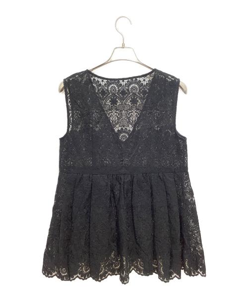 CADUNE（カデュネ）CADUNE (カデュネ) クロシェレースブラウス ブラック サイズ:36の古着・服飾アイテム