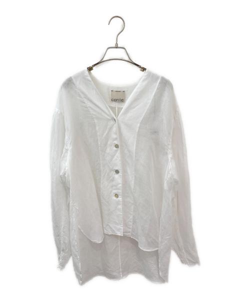 Conte（コンテ）Conte (コンテ) シアー Vネックブラウス ホワイト サイズ:Fの古着・服飾アイテム