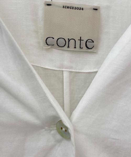 Conte（コンテ）Conte (コンテ) シアー Vネックブラウス ホワイト サイズ:Fの古着・服飾アイテム