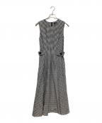 BLENHEIMブレンヘイム）の古着「ギンガムチェックベルトデザインワンピース」｜ブラック×ホワイト