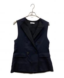 EPOCA（エポカ）の古着「ウーステッドウールリバー ノーカラージレ」｜ネイビー