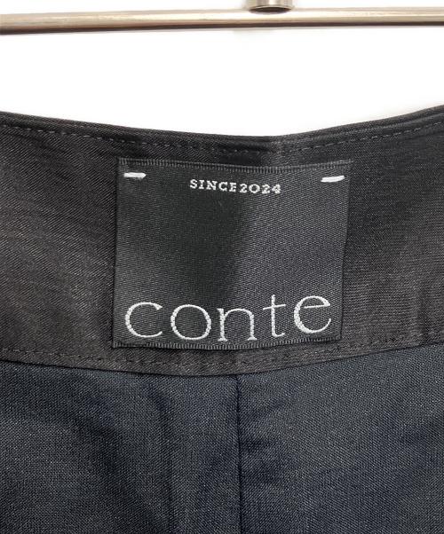 Conte（コンテ）Conte (コンテ) サテン タック ワイドパンツ ブラック サイズ:36の古着・服飾アイテム