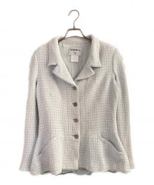 CHANEL（シャネル）の古着「ツイードジャケット」｜ライトブルー×アイボリー