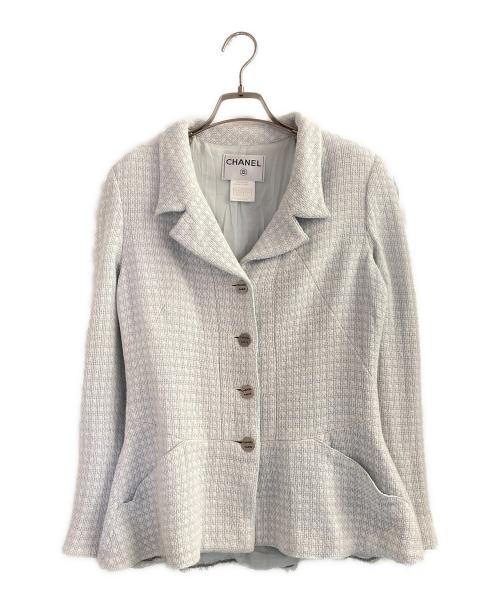CHANEL（シャネル）CHANEL (シャネル) ツイードジャケット ライトブルー×アイボリー サイズ:40の古着・服飾アイテム